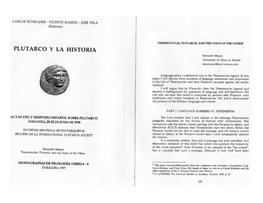 Carlos Schrader, Vicente Ramón, José Vela Plutarco Y La Historia: Actas Del V Simposio Espanol Sobre Plutarco, Zaragoza, 20