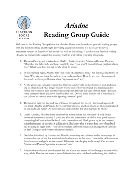 Ariadne Reading Group Guide