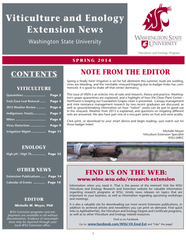 Viticulture and Enology Extension News Washington State University