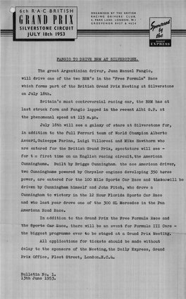 GRAND PRIX GROSVENOR 8 4 2 7 & 4 6 2 4 SILVERSTONE CIRCUIT JULY 18Th 1953 The