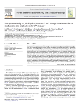 Journal of Steroid Biochemistry and Molecular Biology Photoprotection by 1,25-Dihydroxyvitamin D and Analogs: Further Studies On