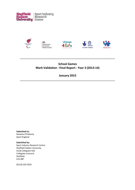 School Games Mark Validation - Final Report - Year 3 (2013-14)