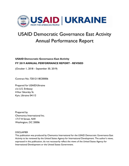 USAID Democratic Governance East Activity Annual Performance Report