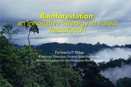 Innovative Strategy in Forest Restoration, Paciencia Milan