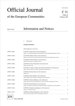 Official Journal C31 Volume 42 of the European Communities 5 February 1999