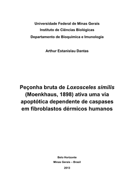 Peçonha Bruta De Loxosceles Similis (Moenkhaus, 1898) Ativa Uma Via Apoptótica Dependente De Caspases Em Fibroblastos Dérmicos Humanos