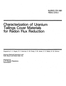 Characterization of Uranium Tailings Cover Materials for Radon Flux Reduction