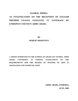 Global Media: an Investigation on the Reception of English Premier League Satellite Tv Coverage by Ethiopian Youth in Addis Ababa