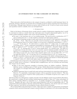 An Introduction to the Category of Spectra