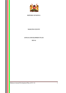Republic of Kenya Makueni County Annual Development Plan 2013-14
