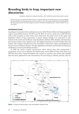 Breeding Birds in Iraq: Important New Discoveries KORSH ARARAT, OMAR FADHIL, RF PORTER & MUDHAFAR SALIM