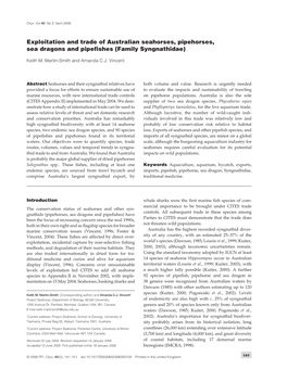 Exploitation and Trade of Australian Seahorses, Pipehorses, Sea Dragons and Pipefishes (Family Syngnathidae)