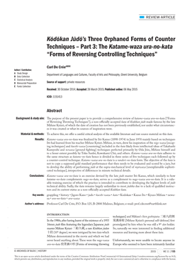 Part 3: the Katame-Waza Ura-No-Kata ― “Forms of Reversing Controlling Techniques”