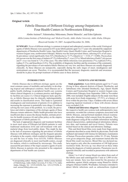 Febrile Illnesses of Different Etiology Among Outpatients in Four Health Centers in Northwestern Ethiopia