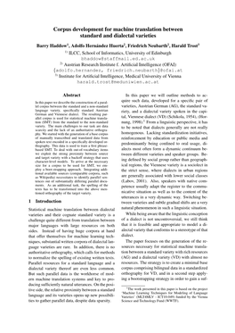 Corpus Development for Machine Translation Between Standard and Dialectal Varieties