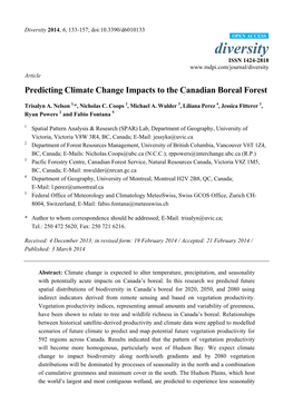 Predicting Climate Change Impacts to the Canadian Boreal Forest