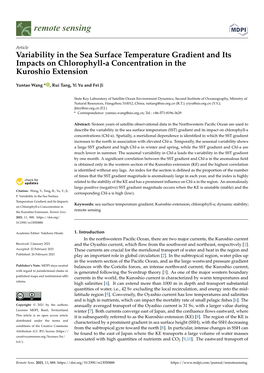 Variability in the Sea Surface Temperature Gradient and Its Impacts on Chlorophyll-A Concentration in the Kuroshio Extension