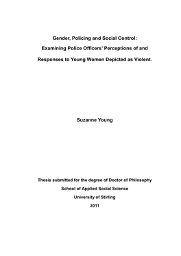 Gender, Policing and Social Control