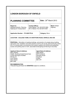 PLANNING COMMITTEE Date : 26Th March 2013