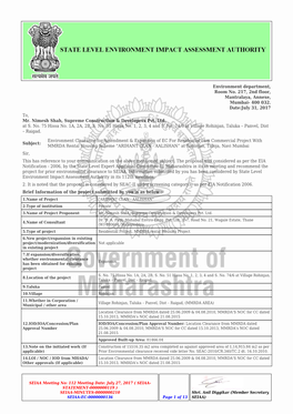 Environmental Clearance to SEIAA