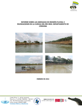 Informe Sobre Las Amenazas De Erosión Fluvial E Inundaciones En La Cuenca Del Río Sinú, Departamento De Córdoba