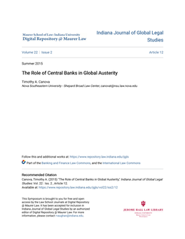 The Role of Central Banks in Global Austerity