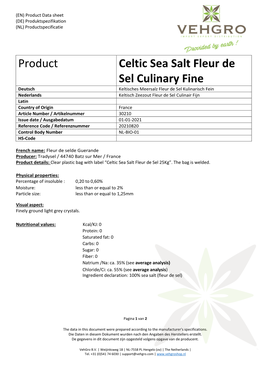 Product Celtic Sea Salt Fleur De Sel Culinary Fine