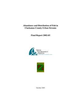 Abundance and Distribution of Fish in Clackamas County Urban Streams