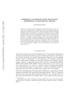 Arxiv:Math/0509490V4 [Math.GR] 24 Sep 2007 Icws Yeblcﬁiecl Complex Cell ﬁnite Hyperbolic Piecewise Rcdr Httrsayﬁiesmlca Complex Simplicial ﬁnite Any Turns Groups