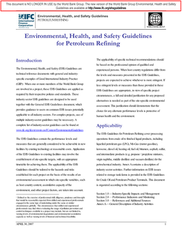 Environmental, Health, and Safety Guidelines for Petroleum Refining