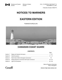 Notices to Mariners Eastern Edition