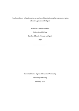 Females and Sport in Saudi Arabia: an Analysis of the Relationship Between Sport, Region, Education, Gender, and Religion