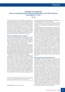 Research That Led to the First Human Transplant in 1967 FORUM