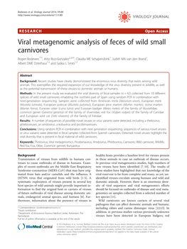 Viral Metagenomic Analysis of Feces of Wild Small Carnivores