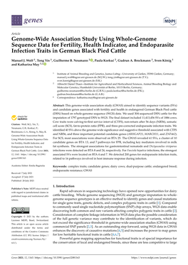 Genome-Wide Association Study Using Whole-Genome Sequence Data for Fertility, Health Indicator, and Endoparasite Infection Traits in German Black Pied Cattle