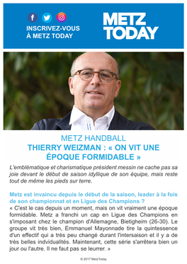 Metz Handball Thierry Weizman : « On
