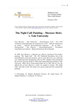 The Night Café Painting – Morozov Heirs V