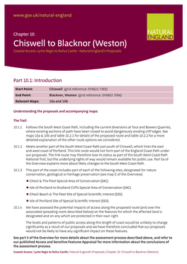 Chiswell to Blacknor (Weston) Coastal Access: Lyme Regis to Rufus Castle - Natural England’S Proposals