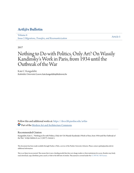 Nothing to Do with Politics, Only Art? on Wassily Kandinsky's Work in Paris, from 1934 Until the Outbreak of the War Kate C