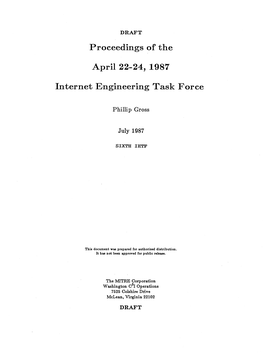 Proceedings of the April 22-24, 1987 Internet Engineering Task Force