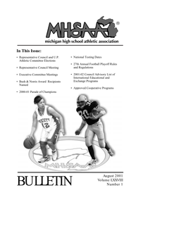 BULLETIN Number 1 TABLE of CONTENTS Page Representative Council and Upper Peninsula Athletic Committee Elections