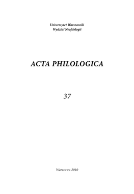 Acta Philologica 37 – Pobierz Pdf!