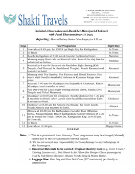 (13 Days) Reporting : Howrah Railway Station