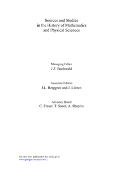 Sources and Studies in the History of Mathematics and Physical Sciences