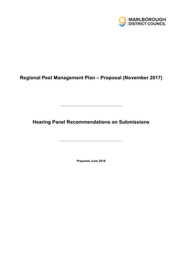 Regional Pest Management Plan Proposal