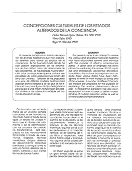 CONCEPCIONES CULTURALES DE LOS ESTADOS ALTERADOS DE LA CONCIENCIA Carlos 9Vfanue{ Qy.Irce Teafma, Tes, !M.9L P'j{'D O/Atto Rryfer, P'j{Tjj F}Wger P