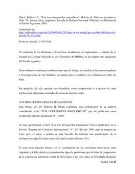 Los Tres Ferrocarriles Trasandinos", Boletín De Difusión Académica, Núm