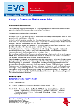 Anlage 1 – Gemeinsam Für Eine Starke Bahn! Fernverkehr Linienübersicht