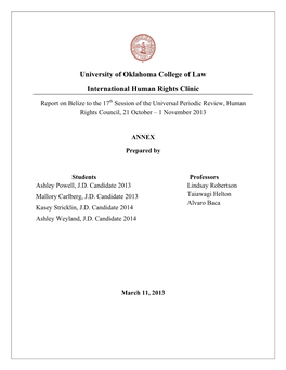 University of Oklahoma College of Law International Human Rights Clinic