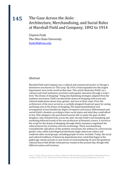 Architecture, Merchandising, and Social Roles at Marshall Field and Company, 1892 to 1914